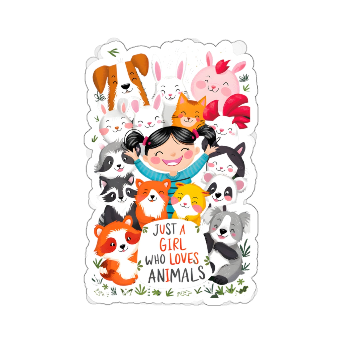 Cute Cartoon Just a Girl Who Loves Animals Kiss-cut Stickers