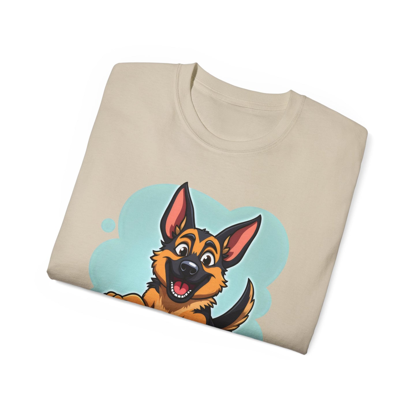 Cute Dog Cartoon German Shepherd Organic T-Shirt