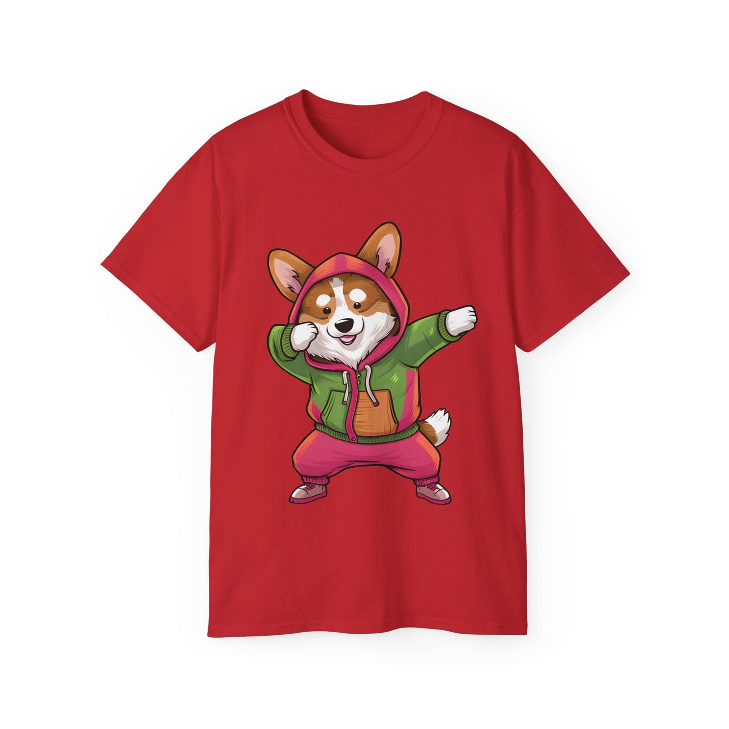 Cute Dog Cartoon Corgi Dabbing Meme Unisex Organic T-Shirt