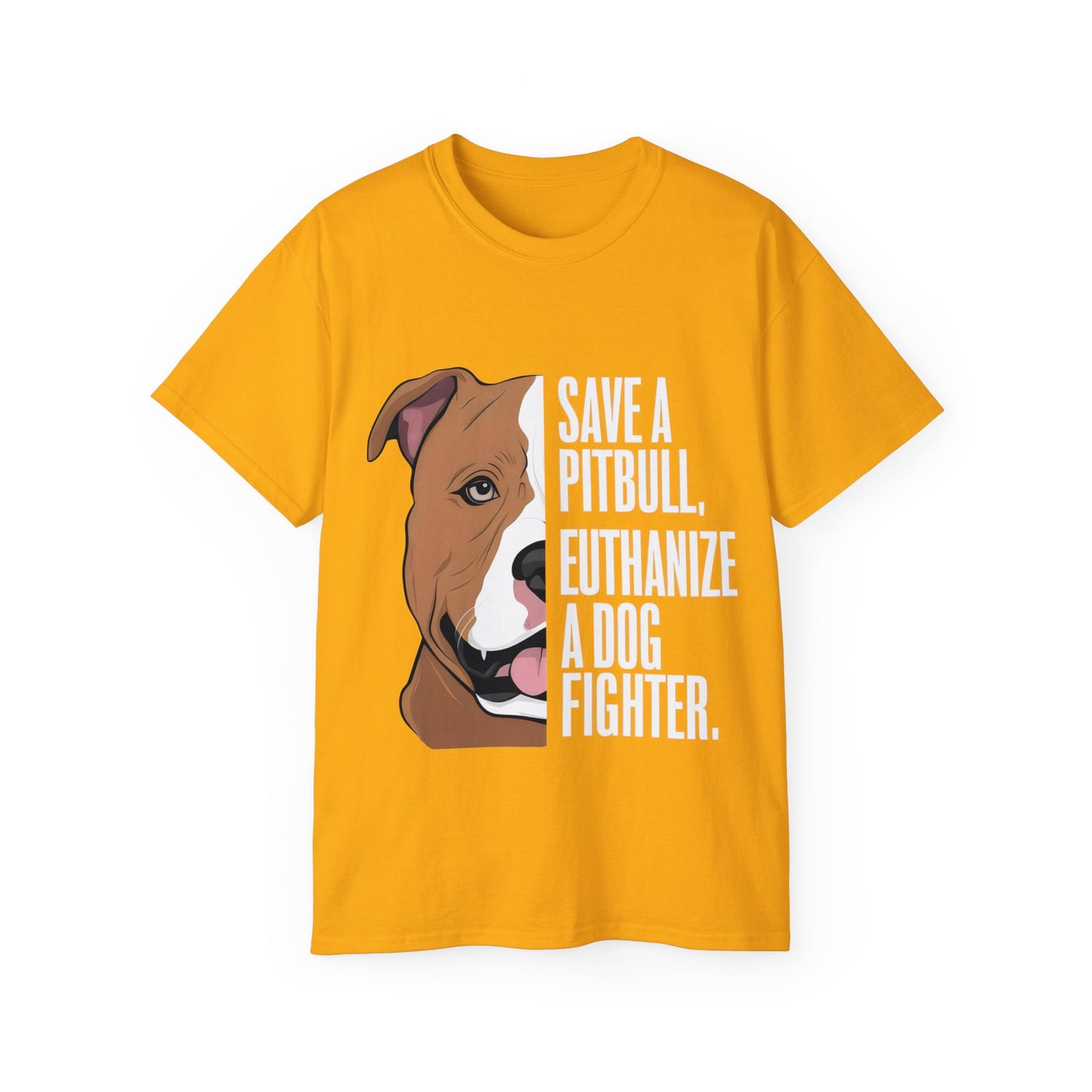 Cute Cartoon Save a Pitbull Euthanize a Dog Fighter Unisex Organic T-Shirt