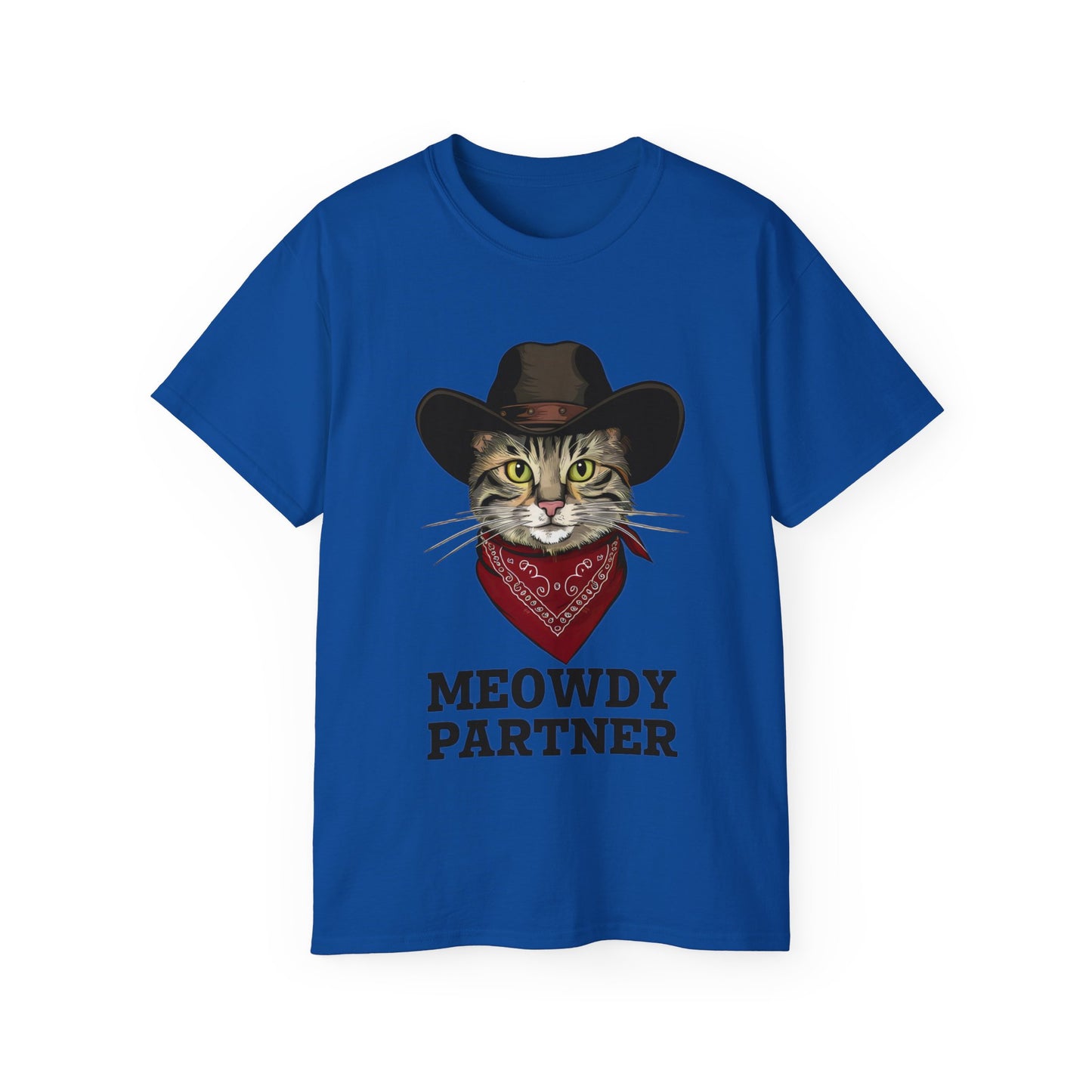 Cute Cat Cartoon Meowdy Partner Unisex Organic T-Shirt