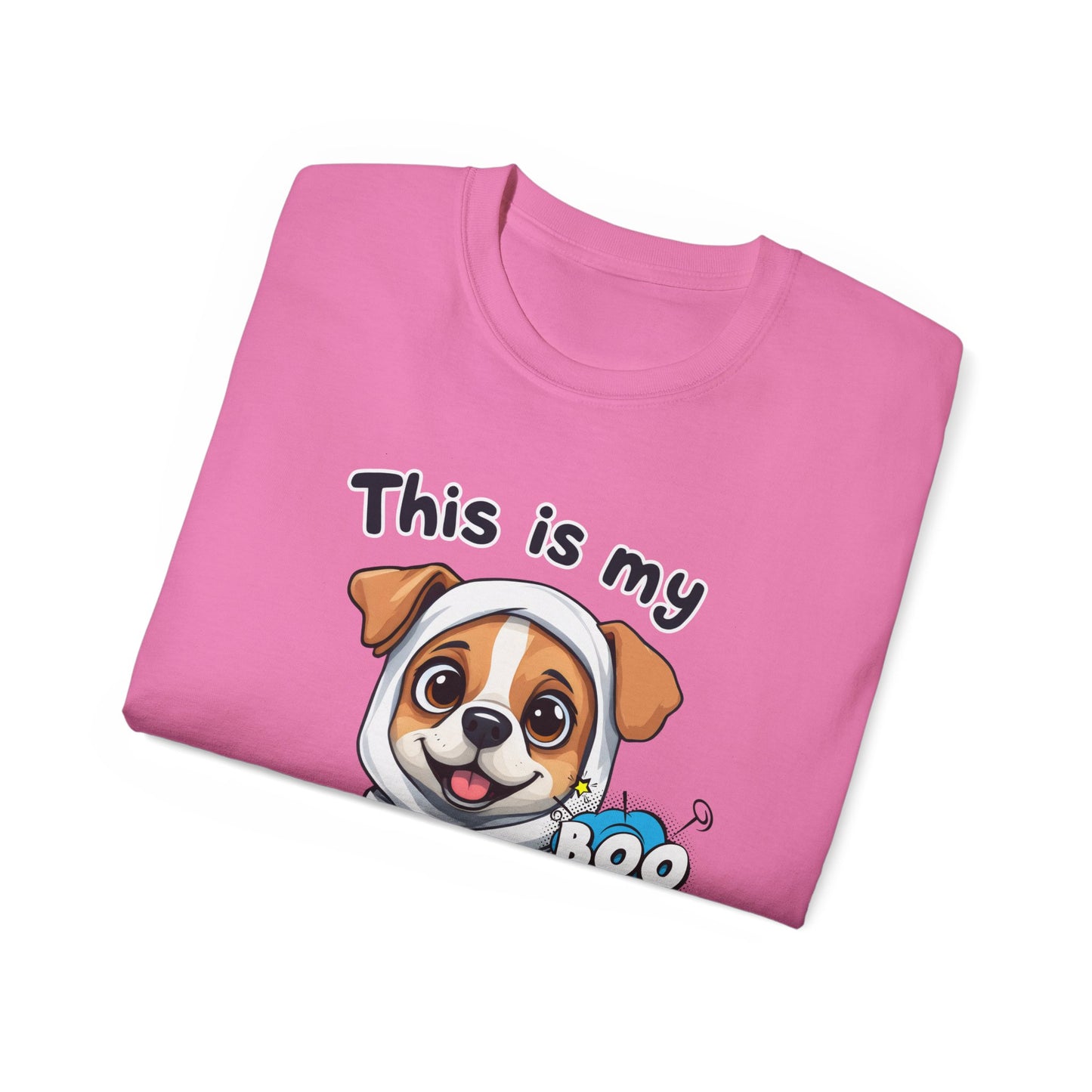 Cute Funny Dog Cartoon This is My Scary Halloween Costume Unisex Organic T-Shirt