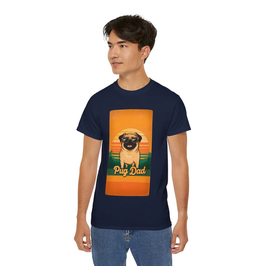 Cute Funny Pug Dad Unisex Organic T-Shirt