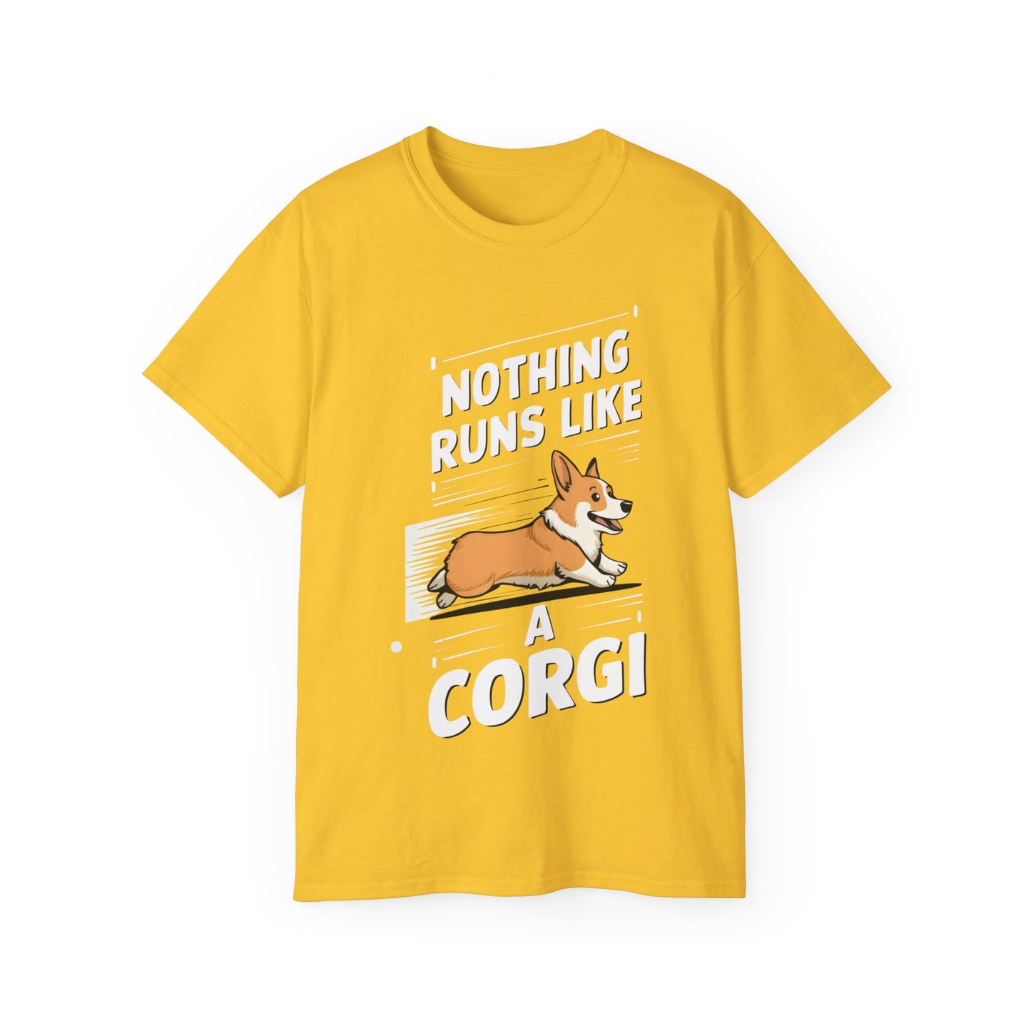 Cute Dog Cartoon Nothing Runs Like a Corgi Unisex Organic T-Shirt