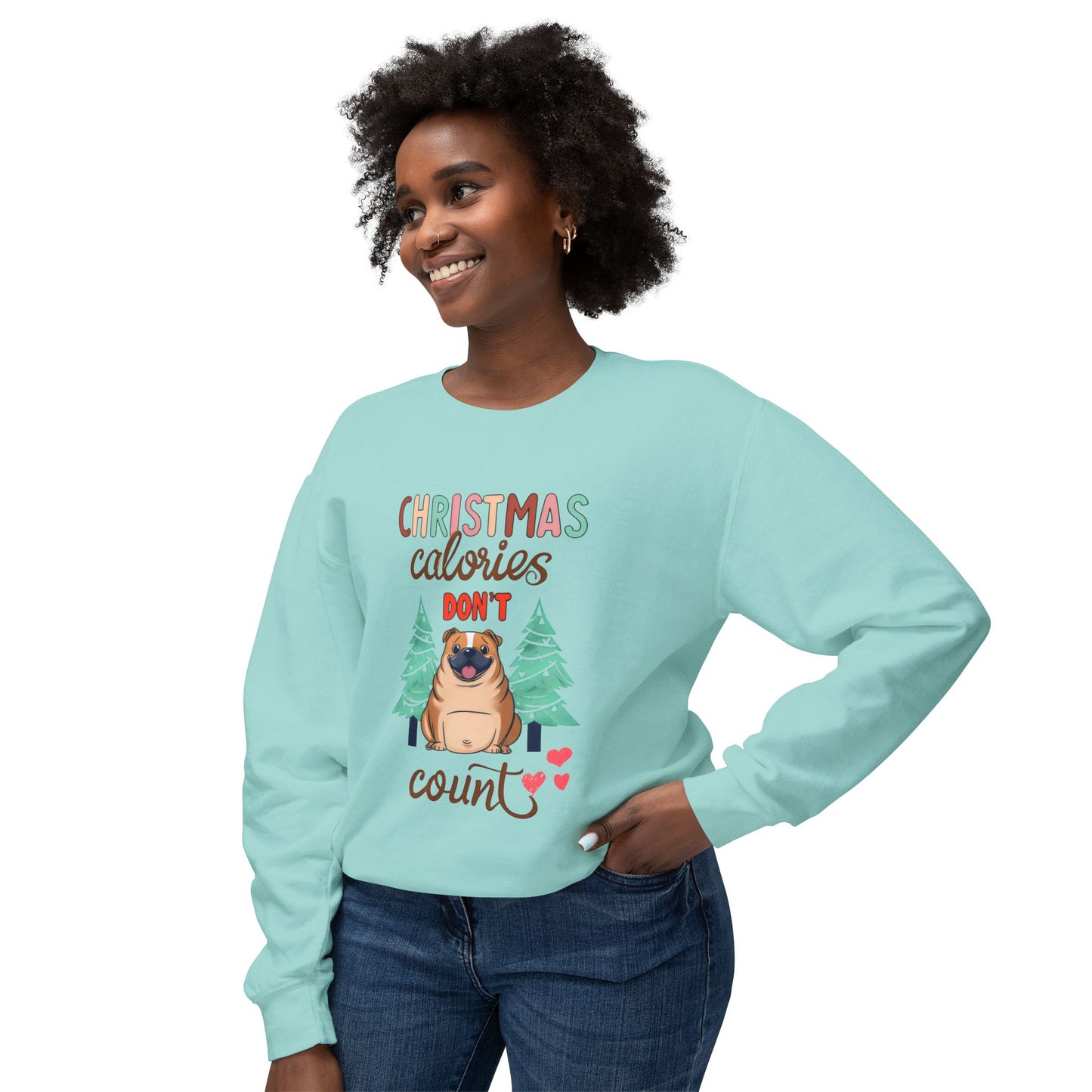 Cute Funny Meme Christmas Calories Don't Count Pug Lover Sweatshirt