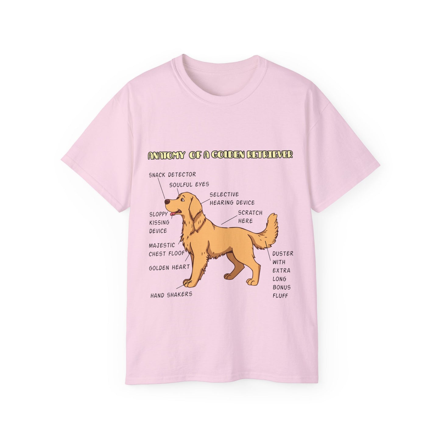 Dog Anatomy Unisex Tee - Cute Golden Retriever Cartoon Design