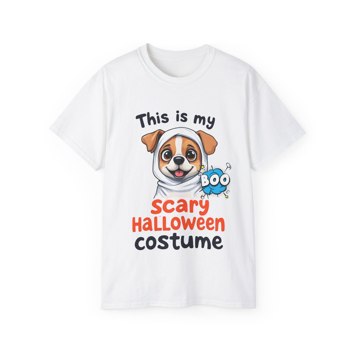 Cute Funny Dog Cartoon This is My Scary Halloween Costume Unisex Organic T-Shirt