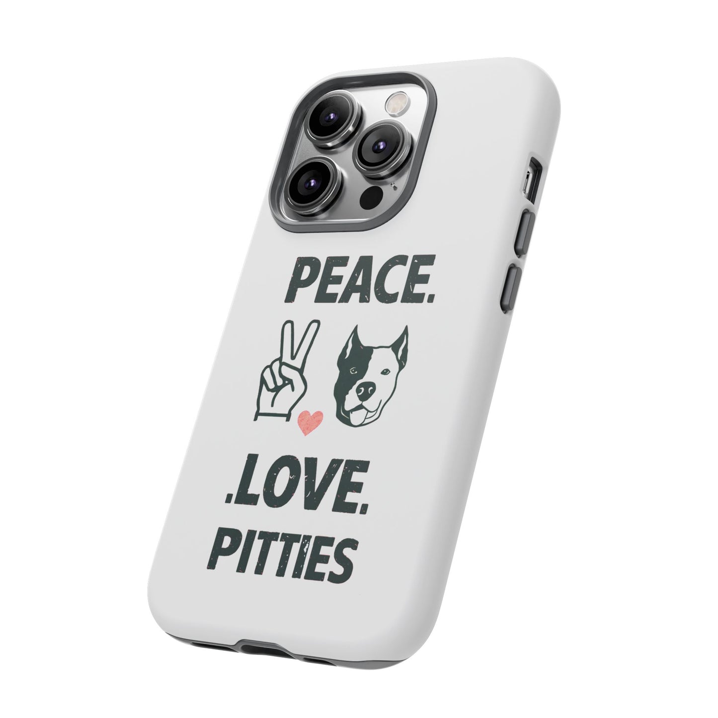 Cute Dog Cartoon Peace Love Pitties iPhone Tough Cases