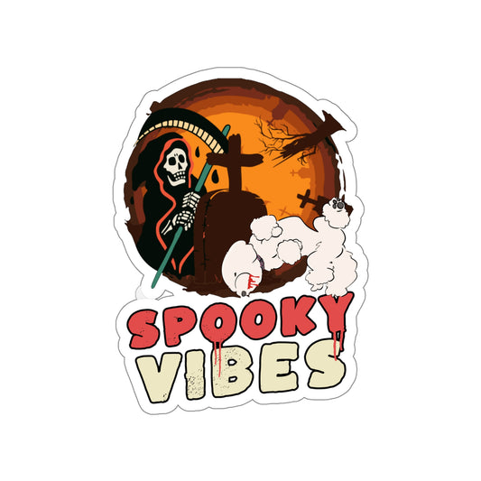 Cheeky Bichon Spooky Vibes Dog Kiss-cut Stickers