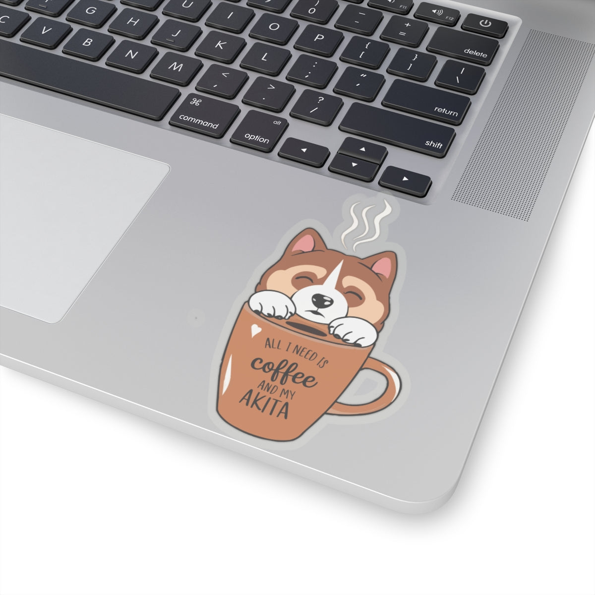 Cute Funny Cartoon All I Need is Coffee and My Akita Kiss-cut Stickers