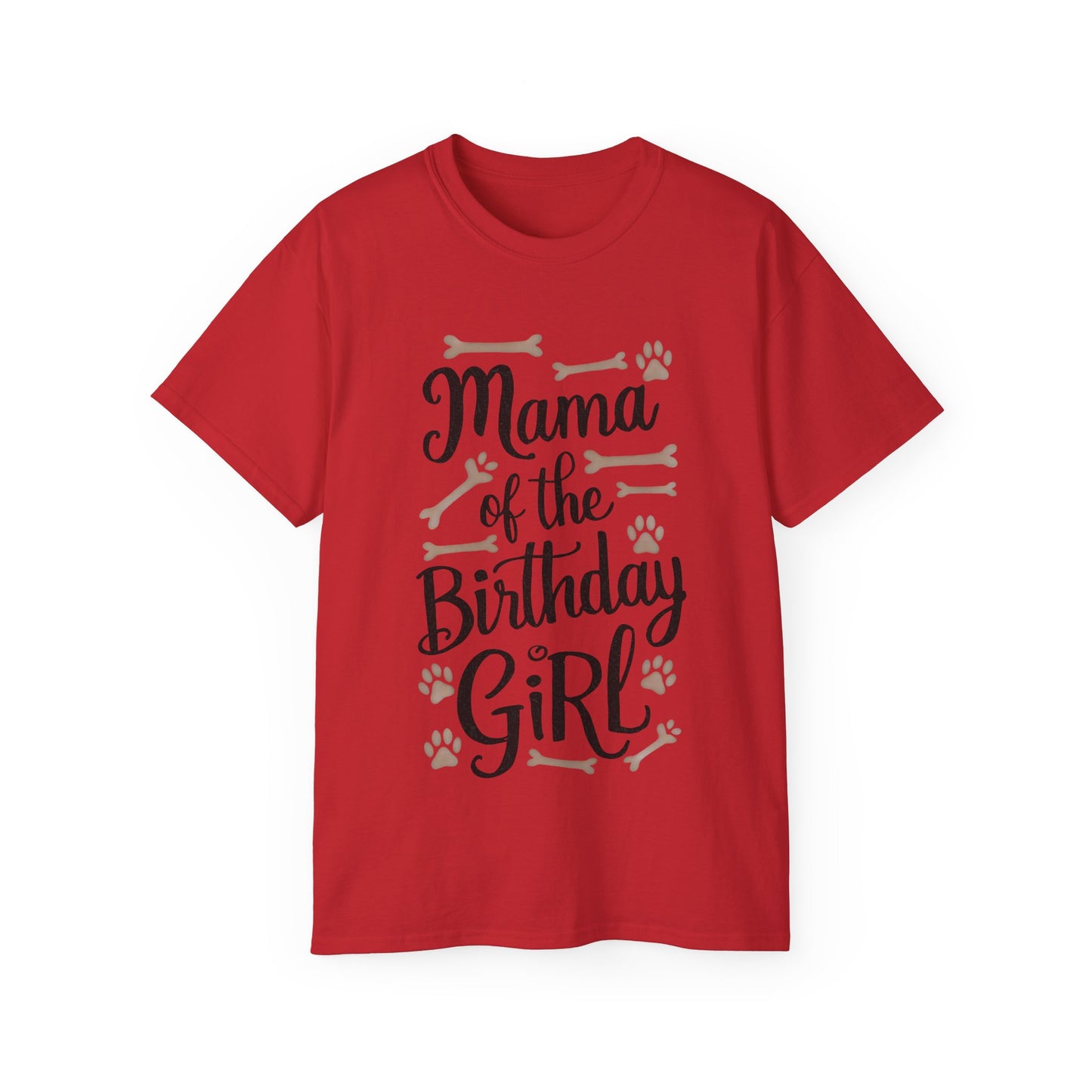 Cute Mama of the Birthday Girl Paw Print Organic T-Shirt