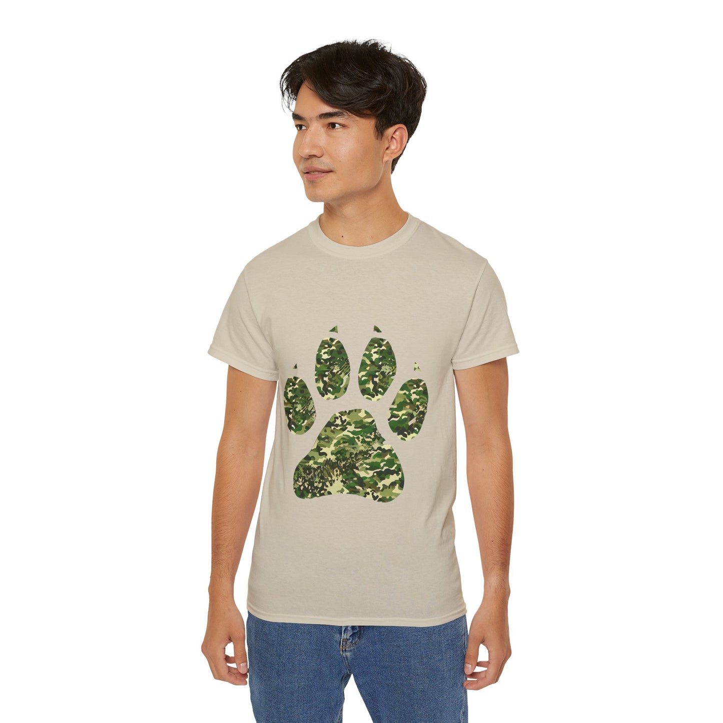 Cute Camouflage Paw Print Unisex Organic T-Shirt