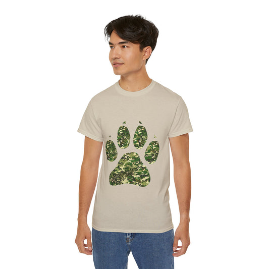 Cute Camouflage Paw Print Unisex Organic T-Shirt