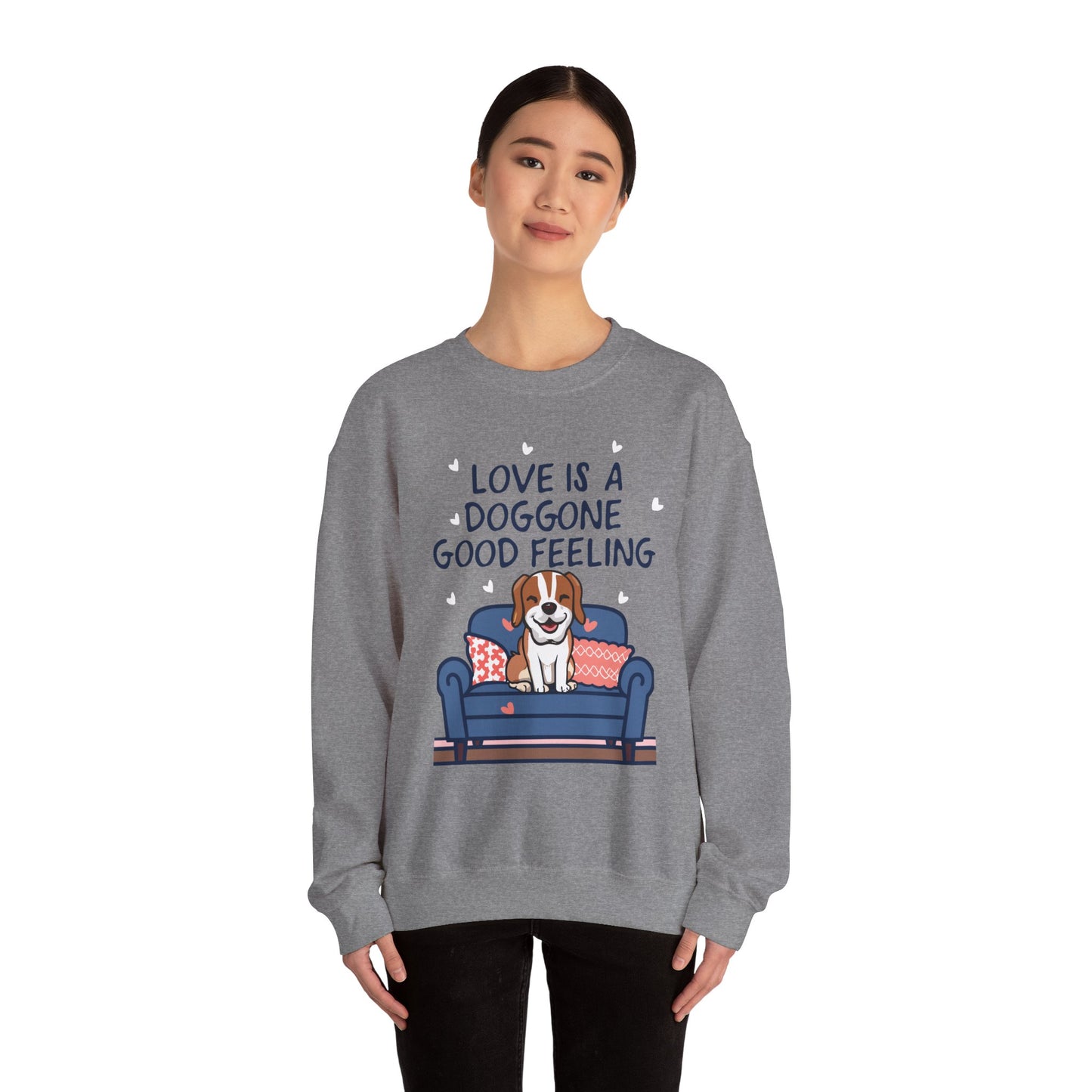 Cute Dog Cartoon Valentine's Day Meme Crewneck Sweatshirt