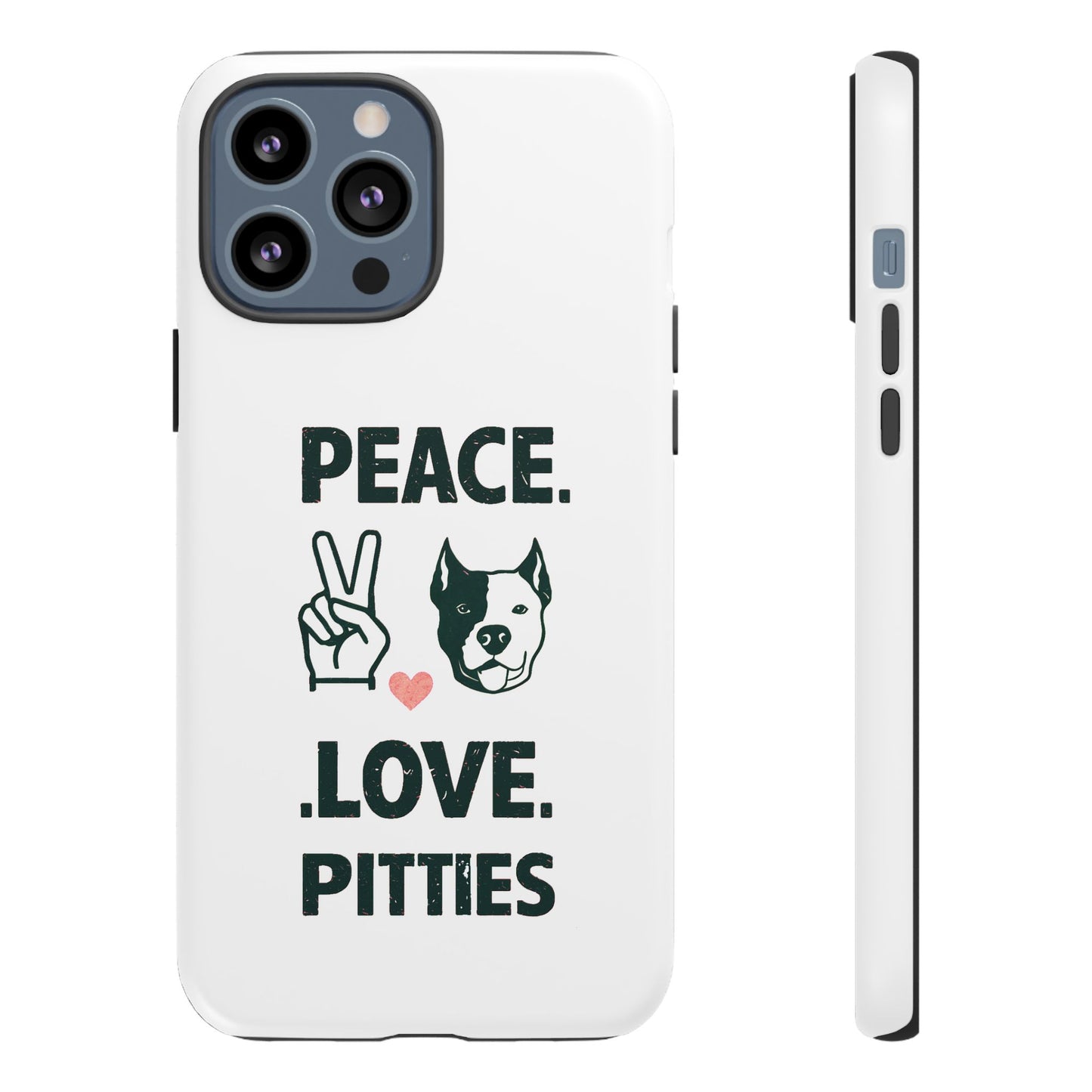 Cute Dog Cartoon Peace Love Pitties iPhone Tough Cases