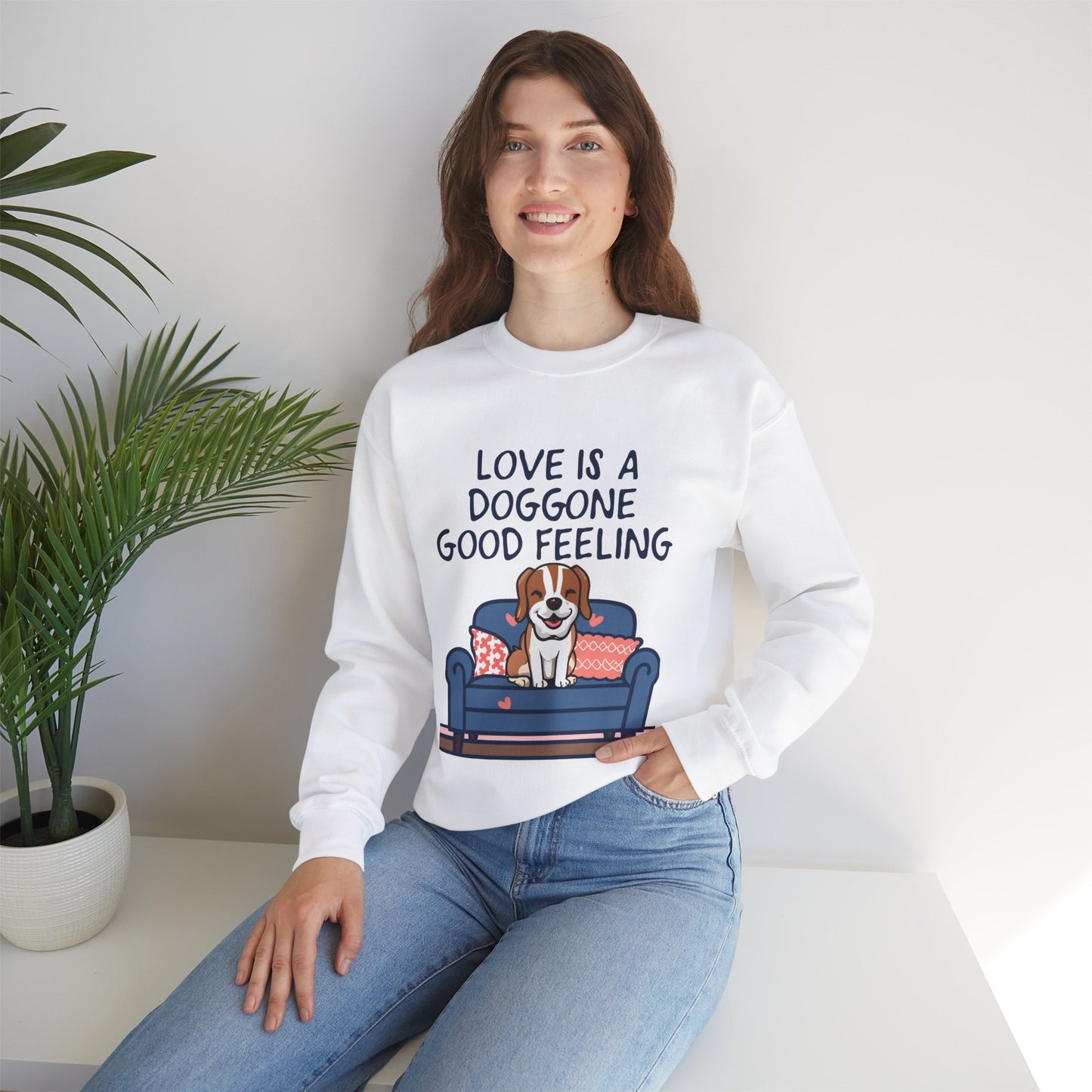 Cute Dog Cartoon Valentine's Day Meme Crewneck Sweatshirt