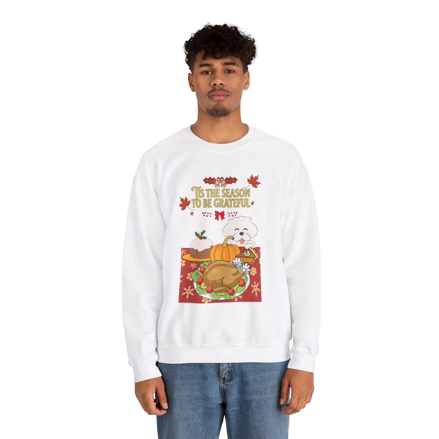 Tis the Season to be Grateful Thanksgiving Unisex Crewneck Sweatshirt