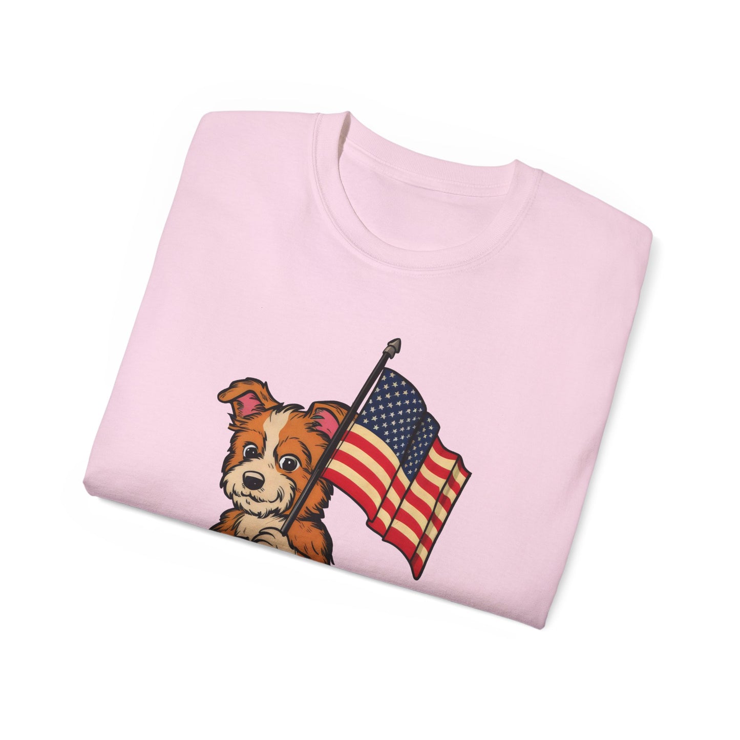 Cute Dog Cartoon Fourth of July Merica Organic T-Shirt