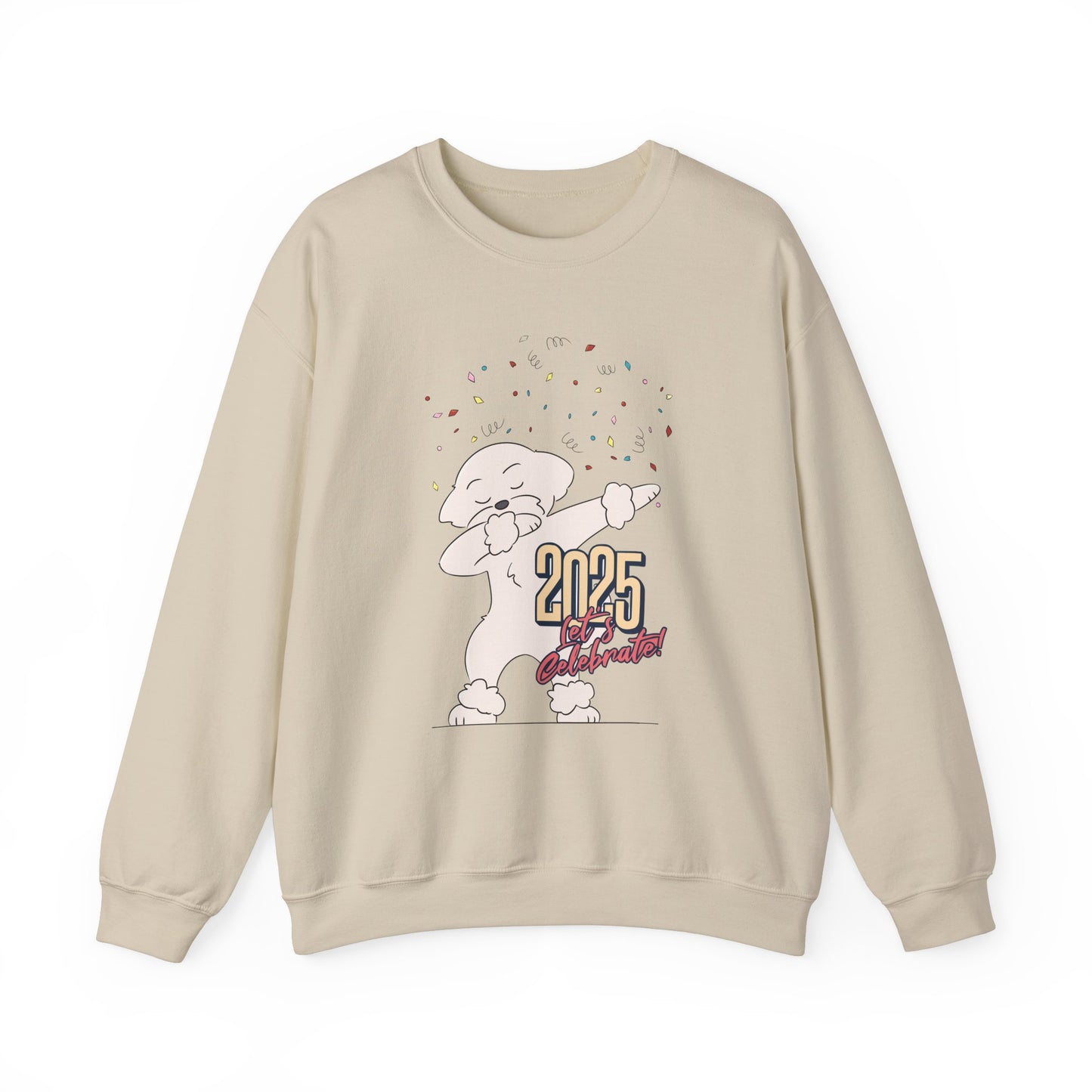 Cheeky Bichon Cute Let's Celebrate 2025 Unisex Crewneck Sweatshirt