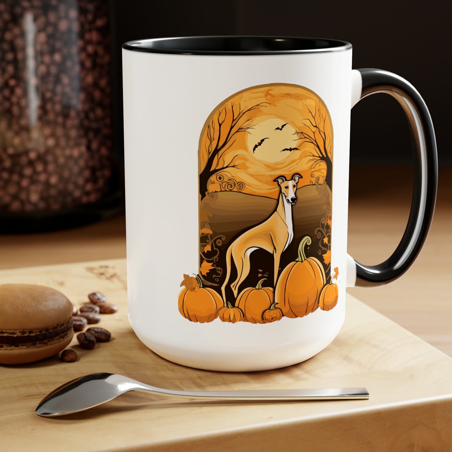 Greyhound Pumpkin Two-Tone Coffee Mugs, 15oz