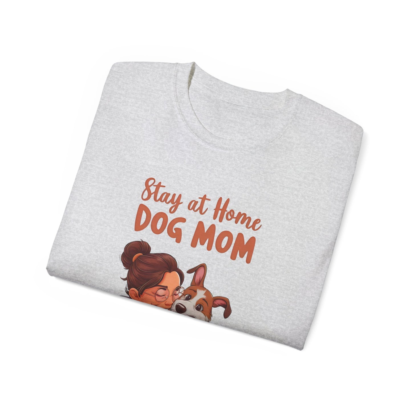 Cute Funny Cartoon Stay at Home Dog Mom Unisex Organic T-Shirt