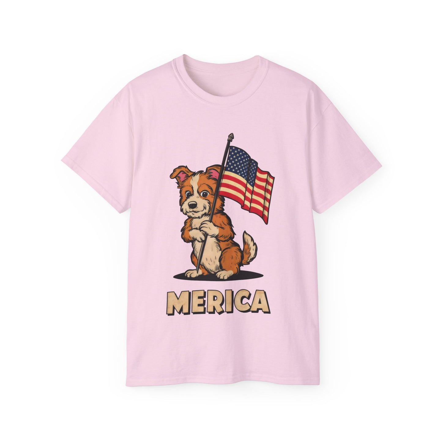 Cute Dog Cartoon Fourth of July Merica Organic T-Shirt