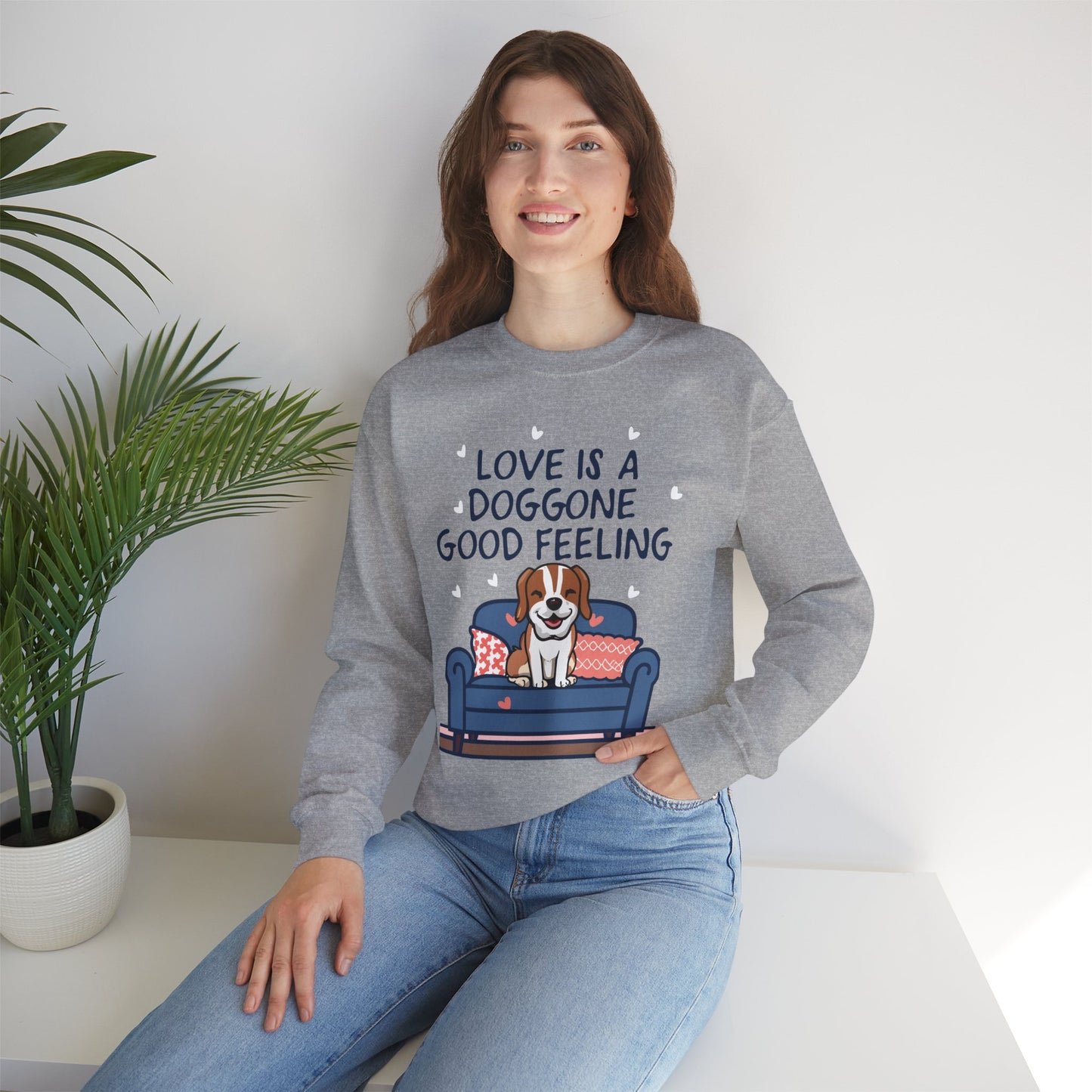 Cute Dog Cartoon Valentine's Day Meme Crewneck Sweatshirt