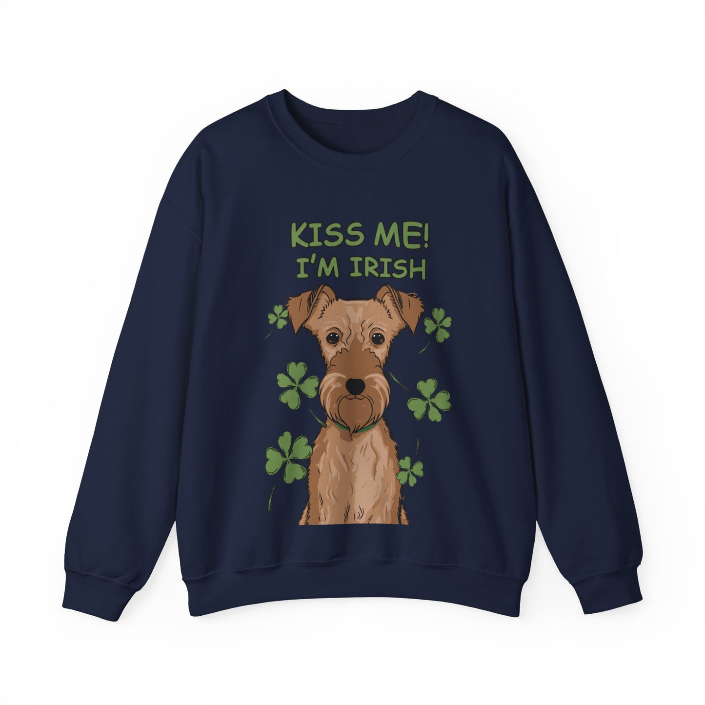 Cute Dog Cartoon St Patrick's Day Irish Terrier Crewneck Sweatshirt