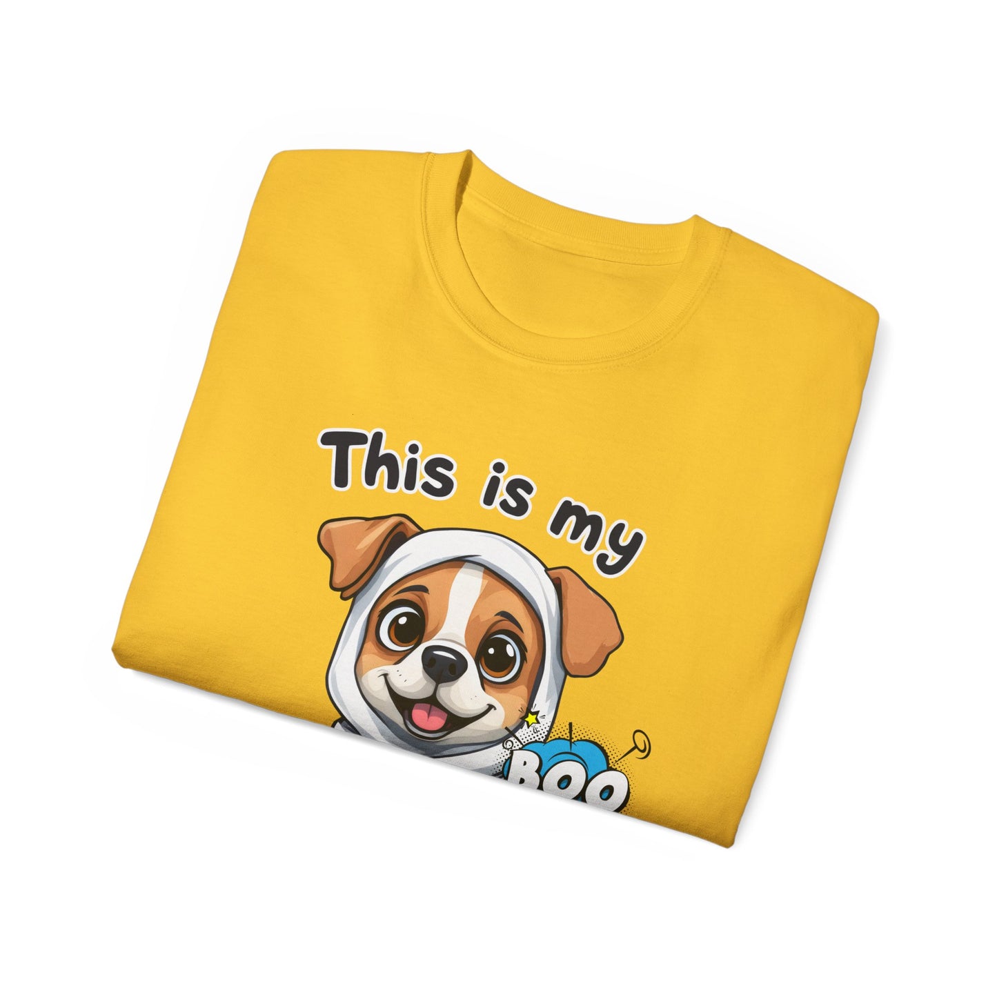 Cute Funny Dog Cartoon This is My Scary Halloween Costume Unisex Organic T-Shirt