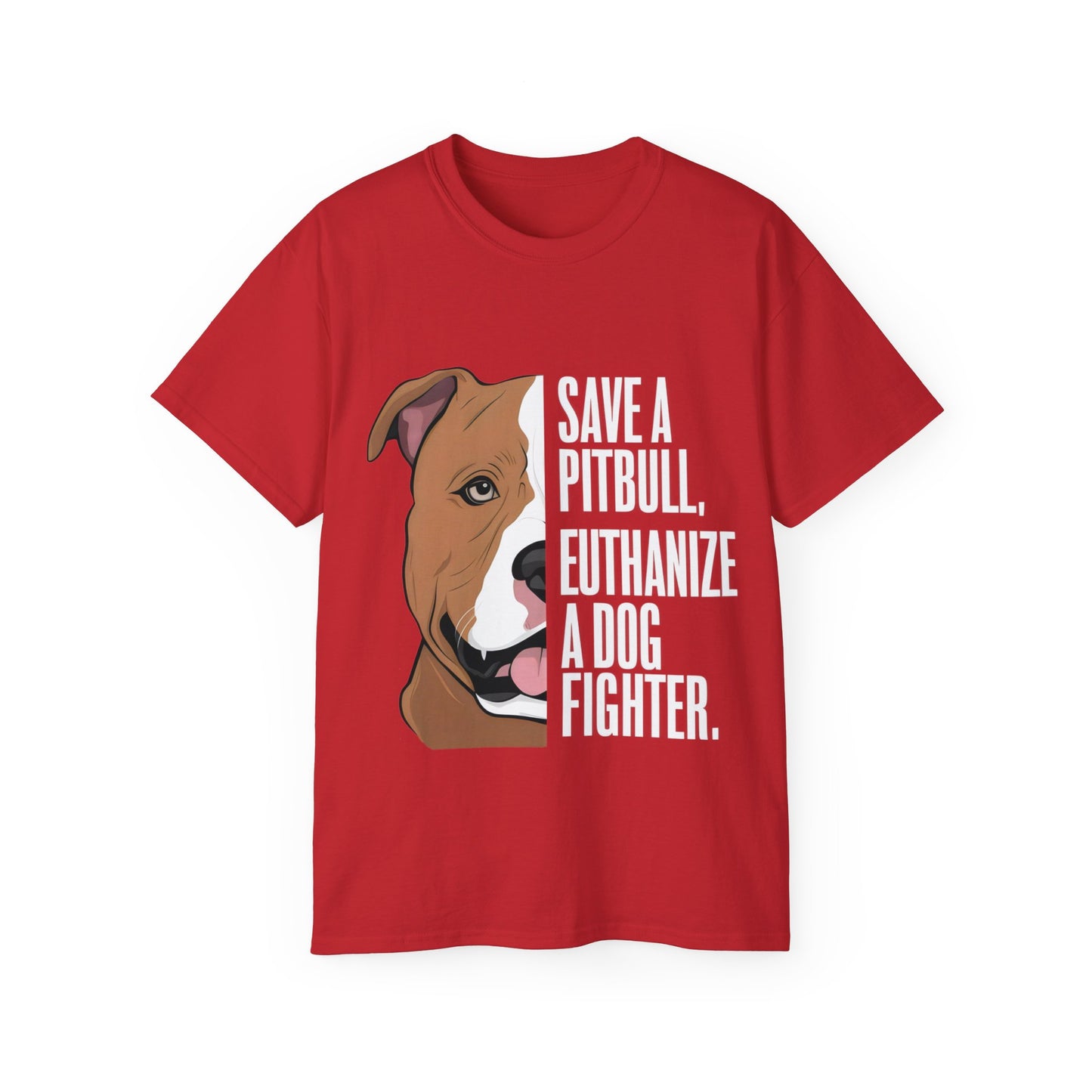 Cute Cartoon Save a Pitbull Euthanize a Dog Fighter Unisex Organic T-Shirt