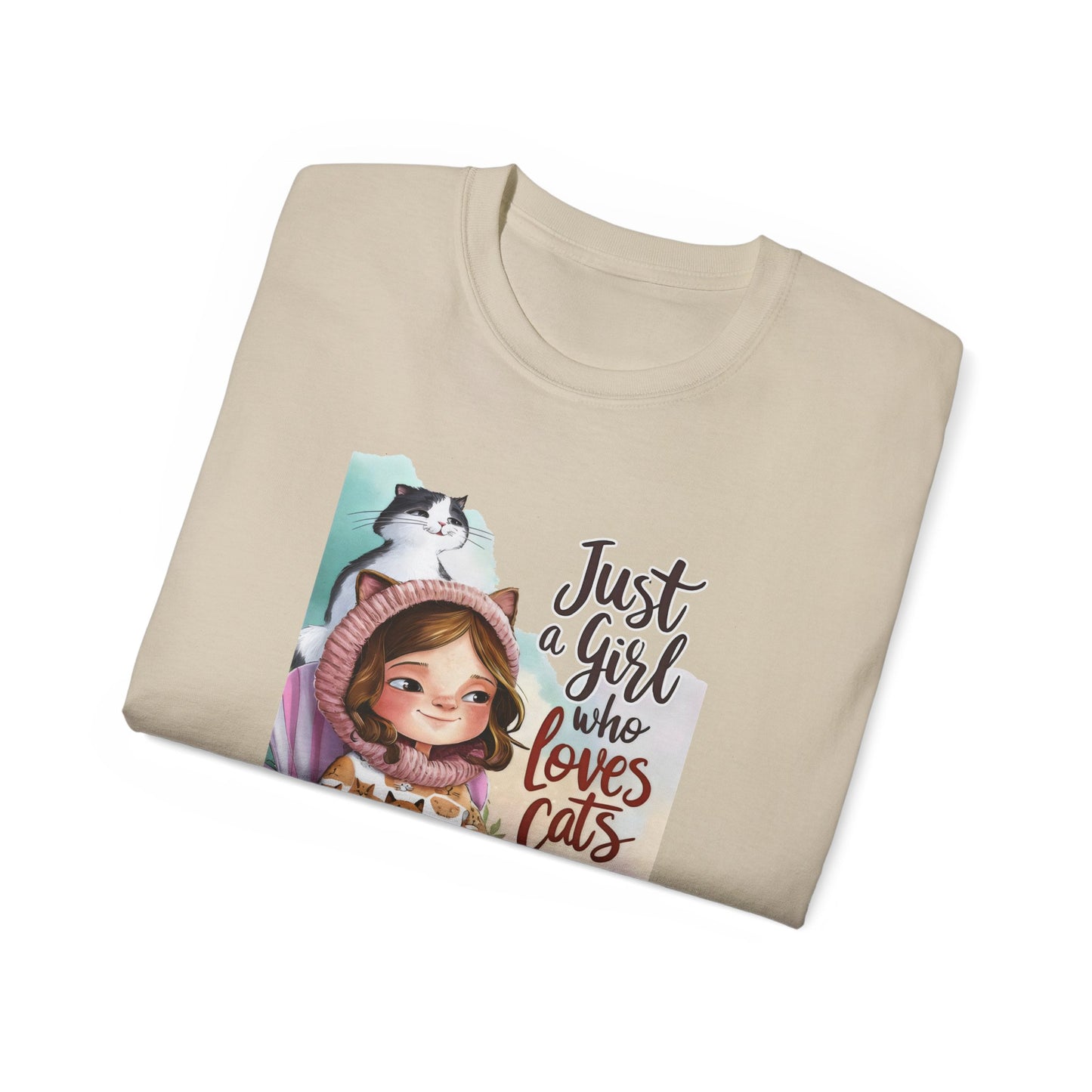 Cute Cartoon Just a Girl Who Loves Cats Organic T-Shirt