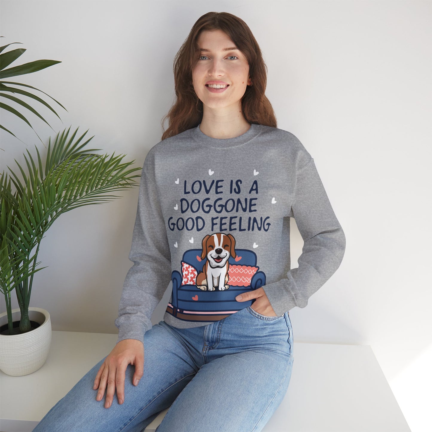 Cute Dog Cartoon Valentine's Day Meme Crewneck Sweatshirt