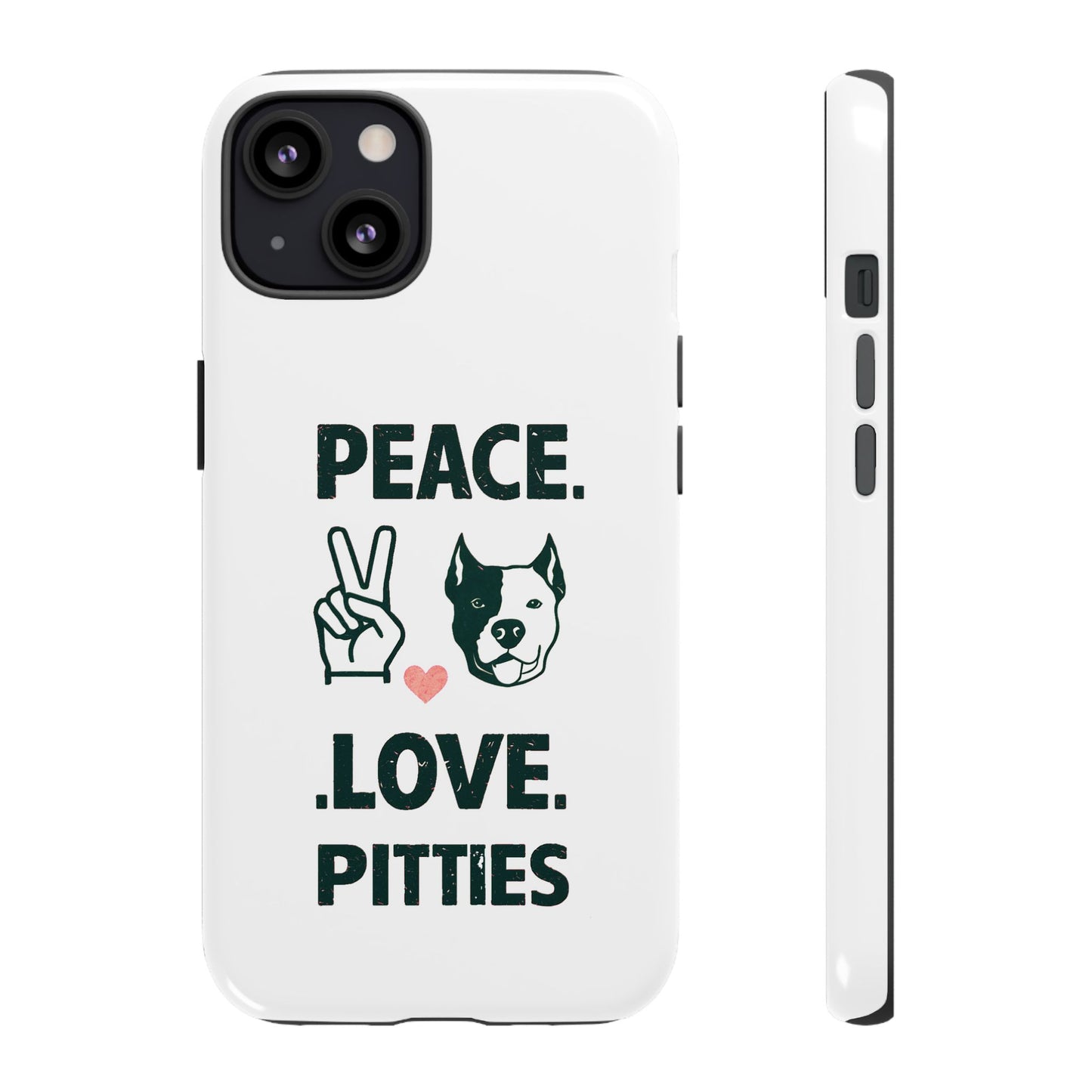 Cute Dog Cartoon Peace Love Pitties iPhone Tough Cases