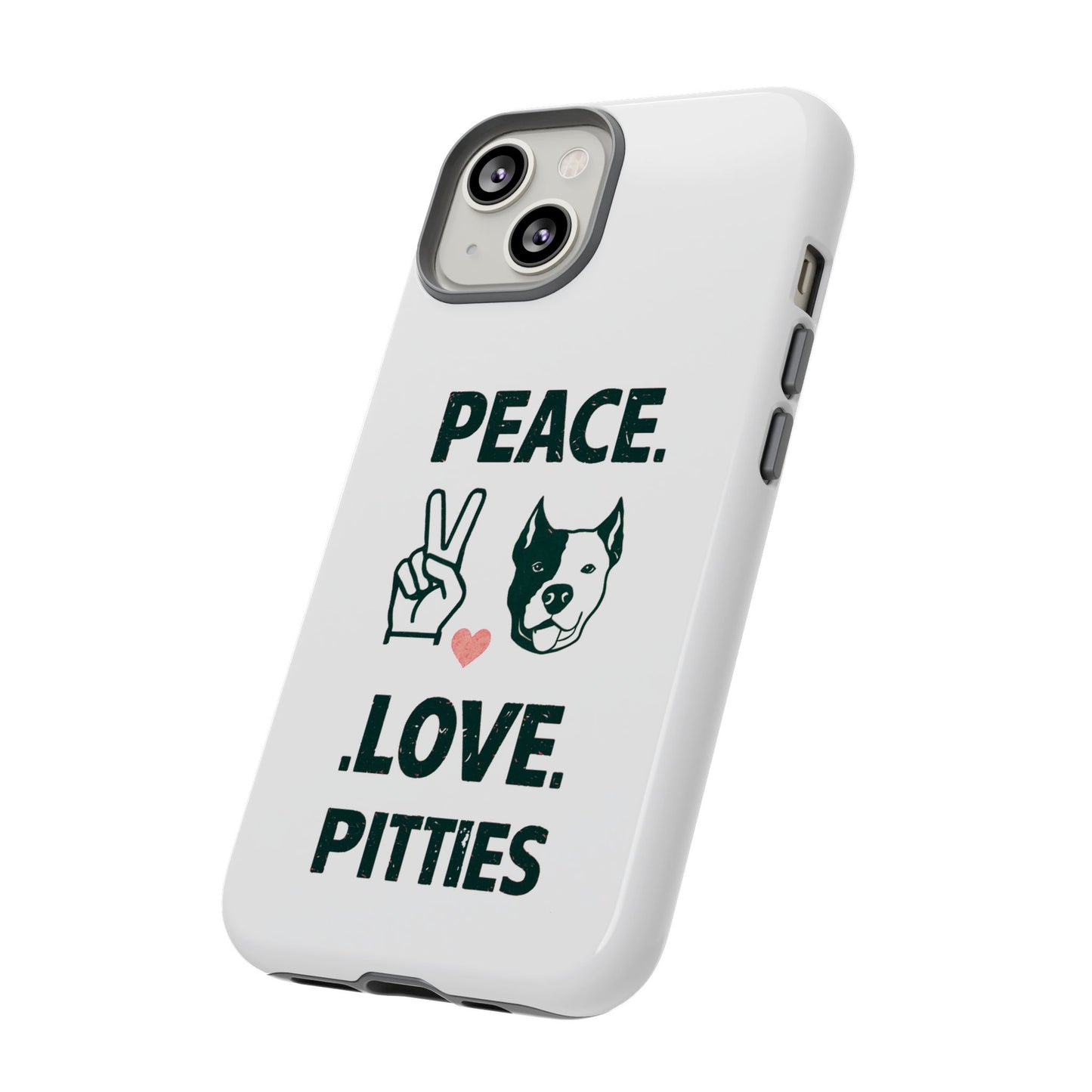 Cute Dog Cartoon Peace Love Pitties iPhone Tough Cases