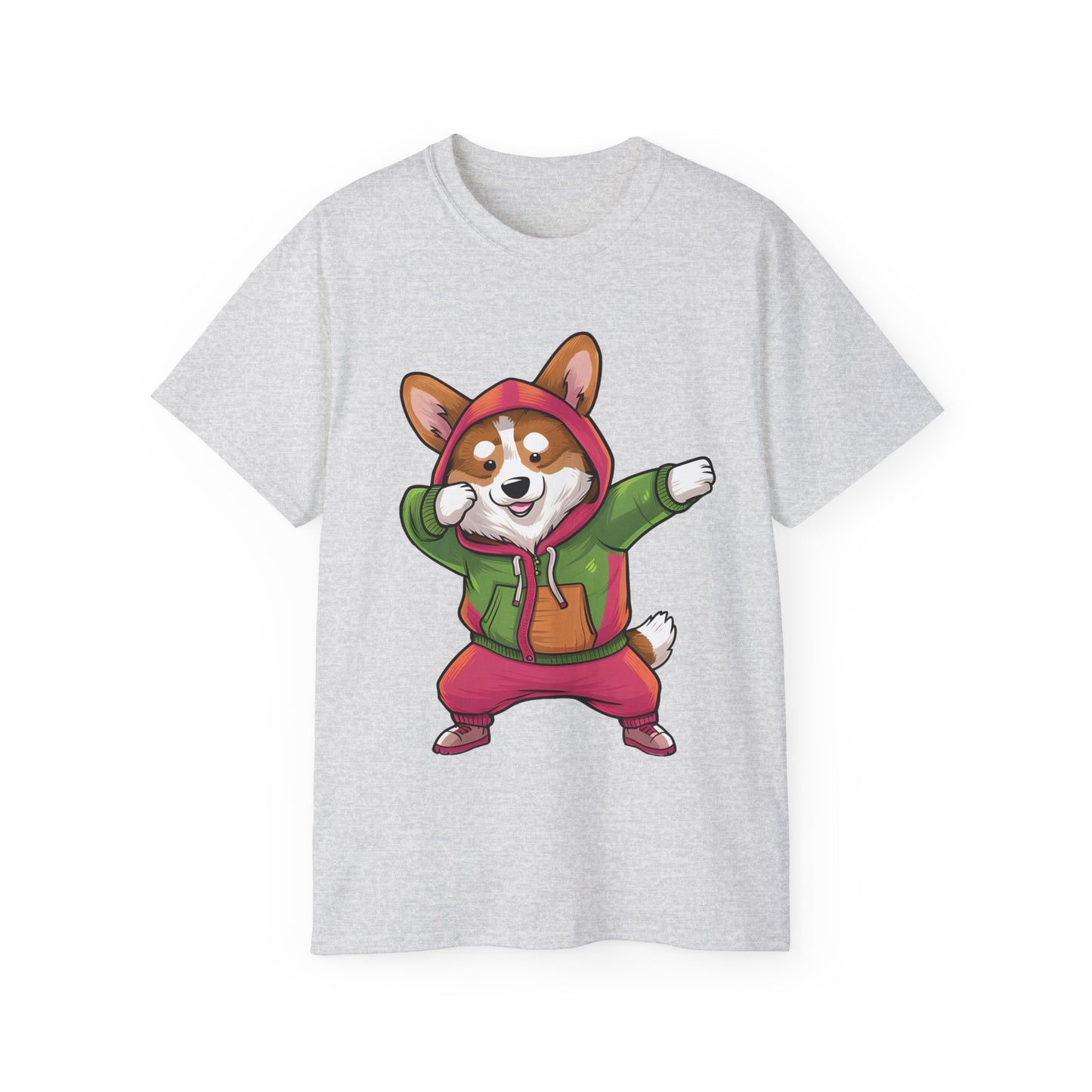 Cute Dog Cartoon Corgi Dabbing Meme Unisex Organic T-Shirt