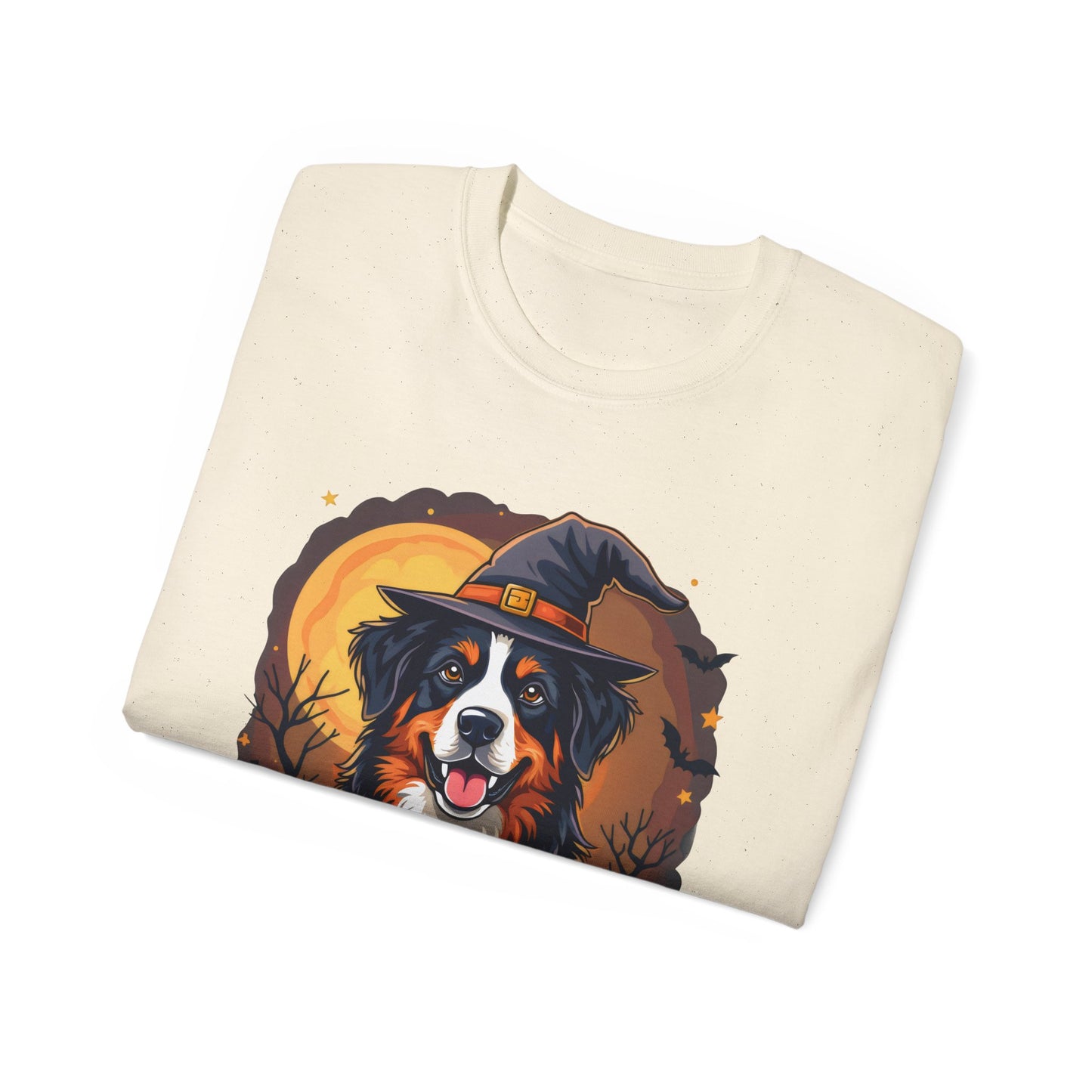 Dog Cartoon Too Cute to Spook Halloween Unisex Organic T-Shirt