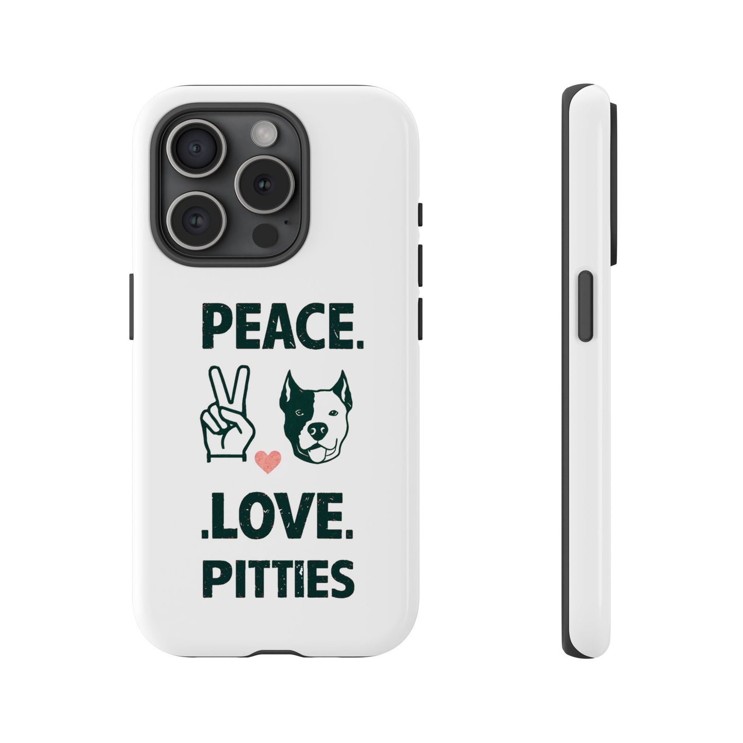 Cute Dog Cartoon Peace Love Pitties iPhone Tough Cases