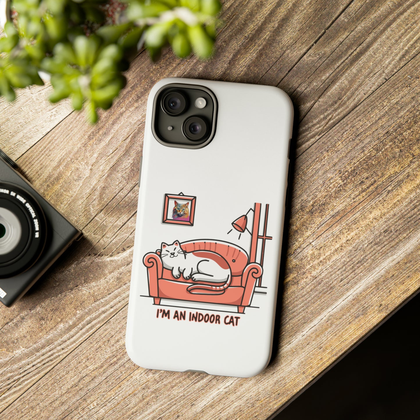 Cute Funny I'm an Indoor Cat Meme Cartoon iPhone Tough Cases