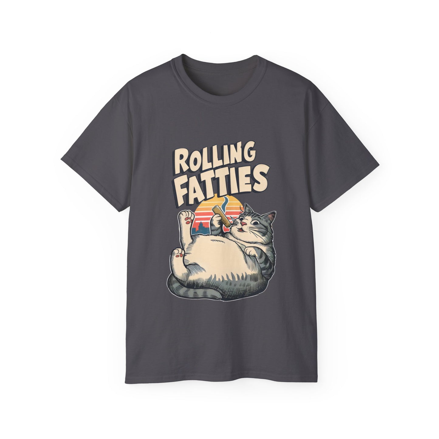 Cute Cat Cartoon Rolling Fatties Unisex Organic T-Shirt