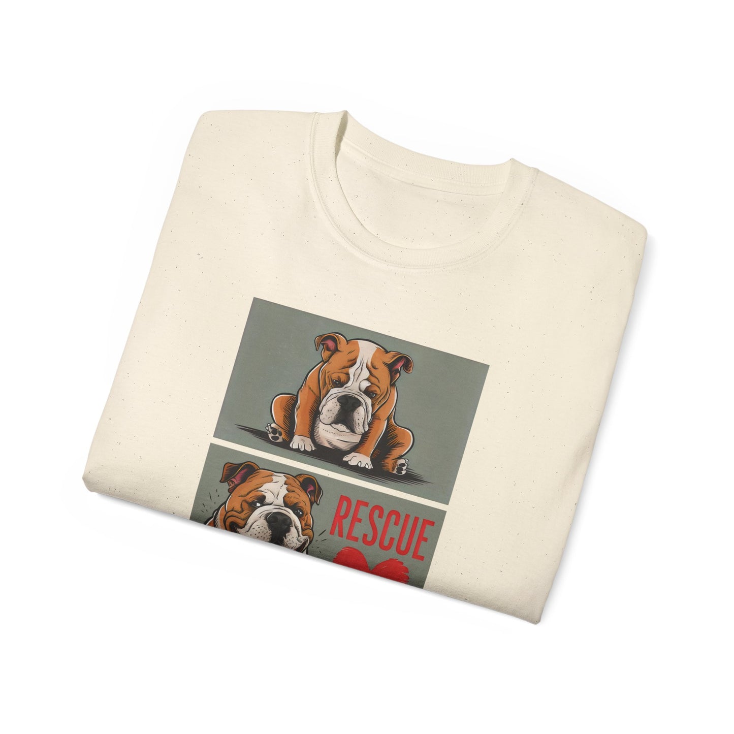 Cute Cartoon Bulldog Rescue Adopt Don't Shop Organic T-Shirt