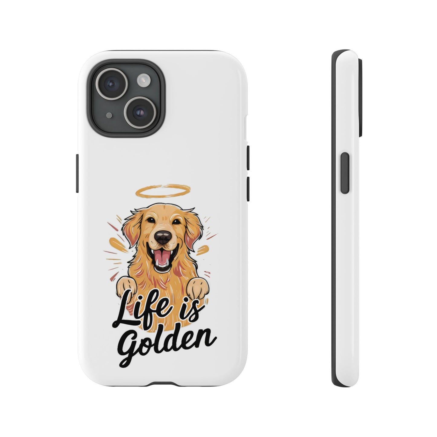 Cute Dog Cartoon Life is Golden iPhone Tough Cases