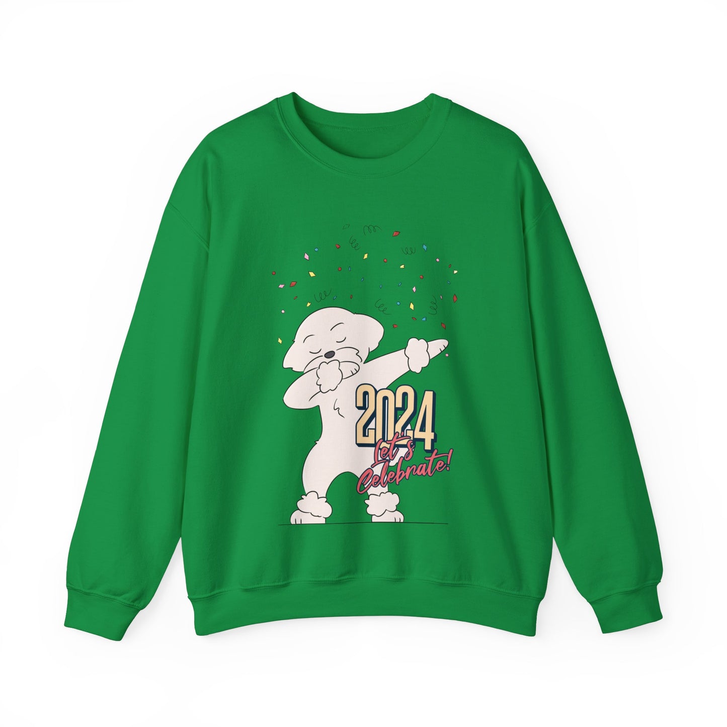 Cheeky Bichon Cute Let's Celebrate 2024 Unisex Crewneck Sweatshirt