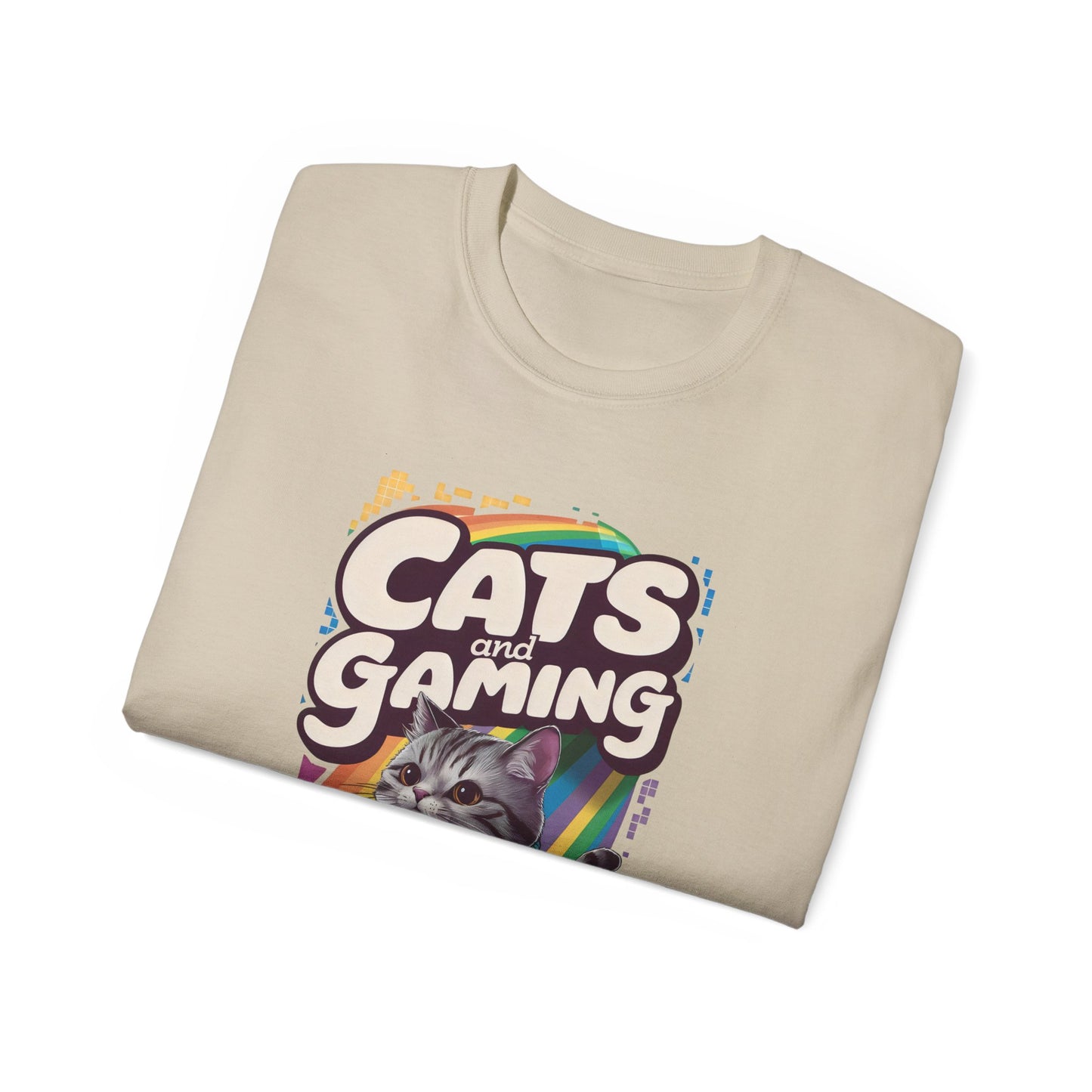 Cute Cartoon Cats and Gaming Unisex Organic T-Shirt