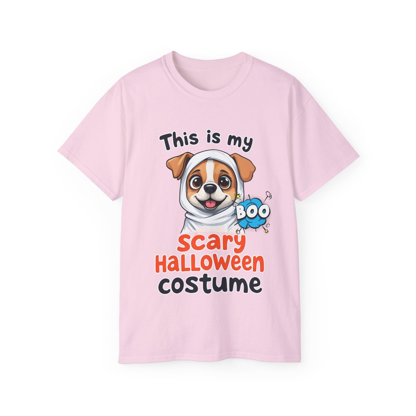 Cute Funny Dog Cartoon This is My Scary Halloween Costume Unisex Organic T-Shirt