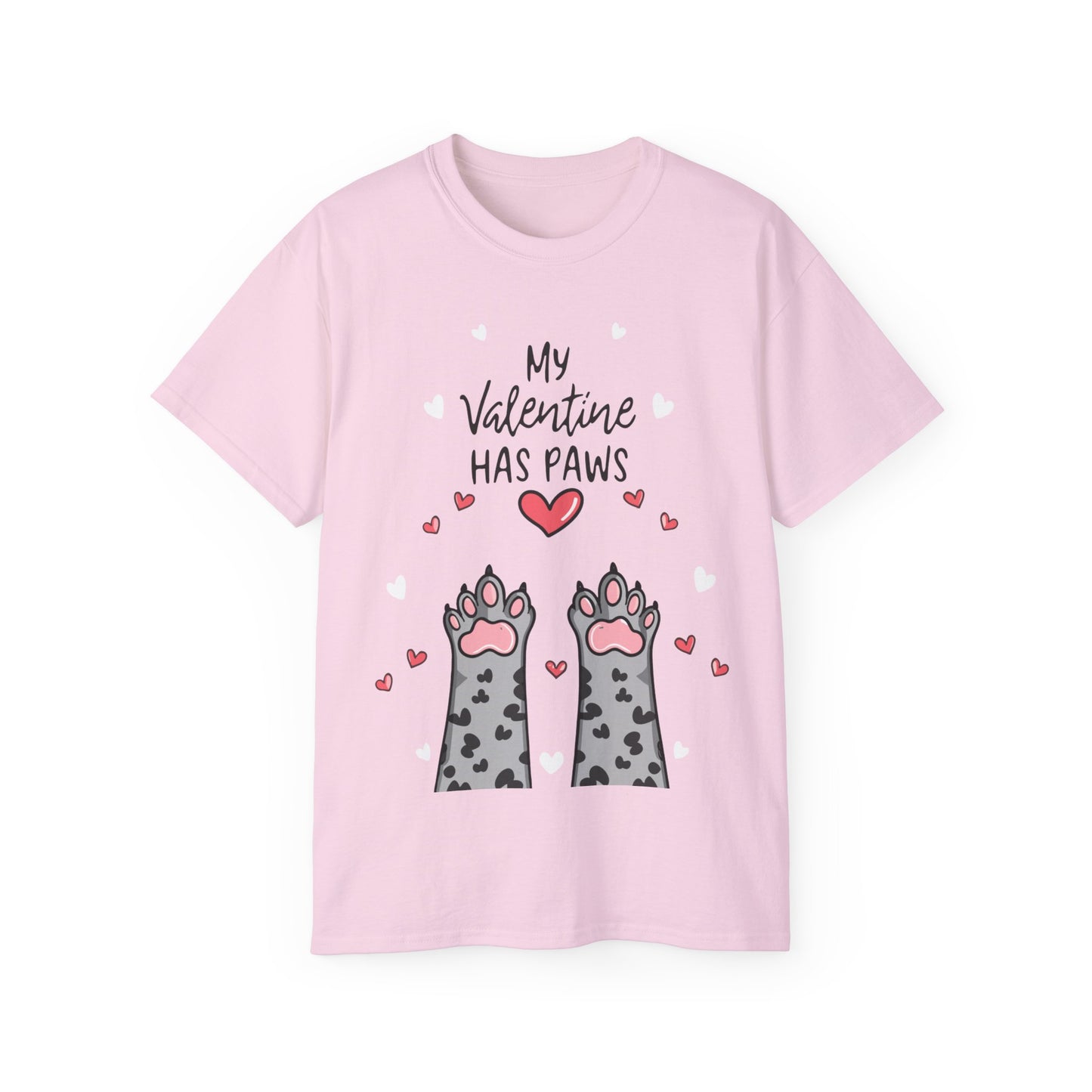 Cute Funny My Valentine Has Paws Unisex Organic T-Shirt