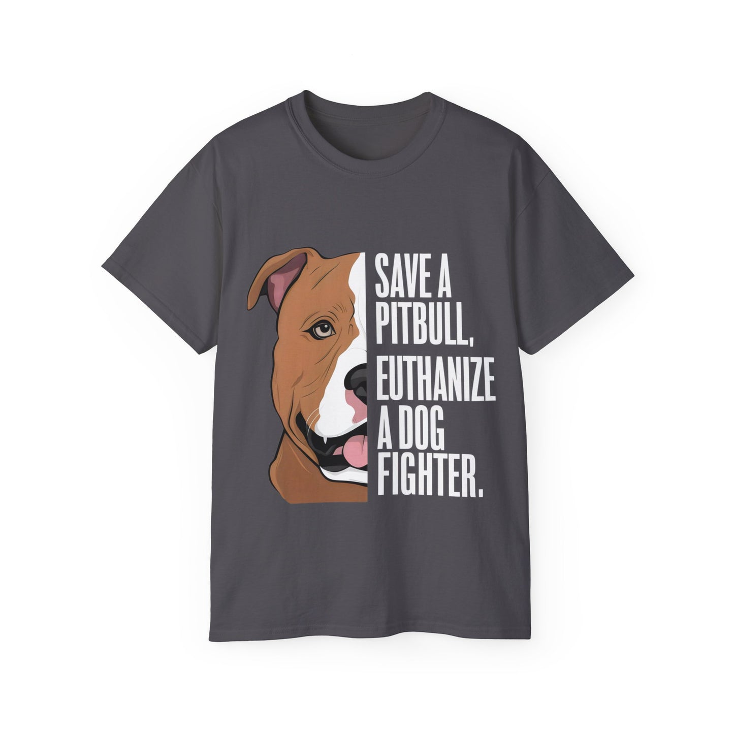 Cute Cartoon Save a Pitbull Euthanize a Dog Fighter Unisex Organic T-Shirt