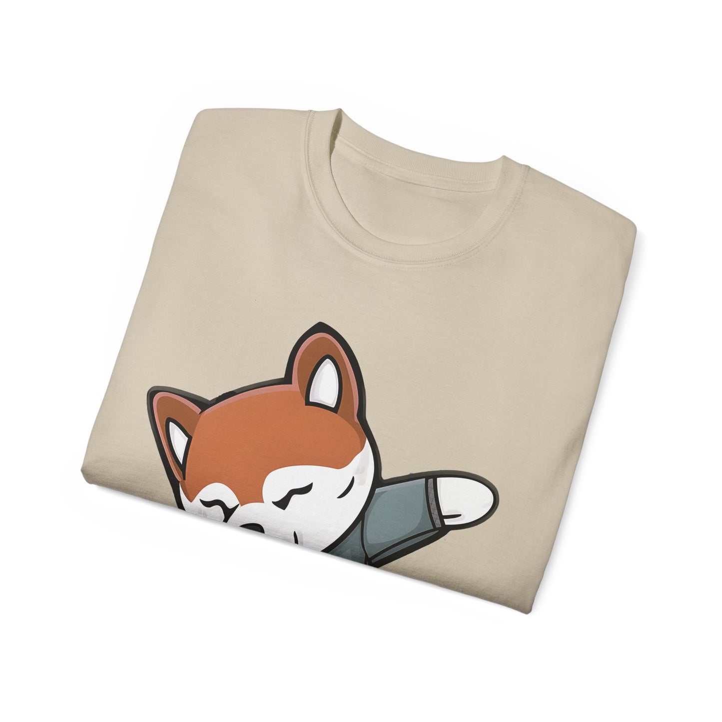 Cute Dog Cartoon Dabbing Shiba Unisex Organic T-Shirt