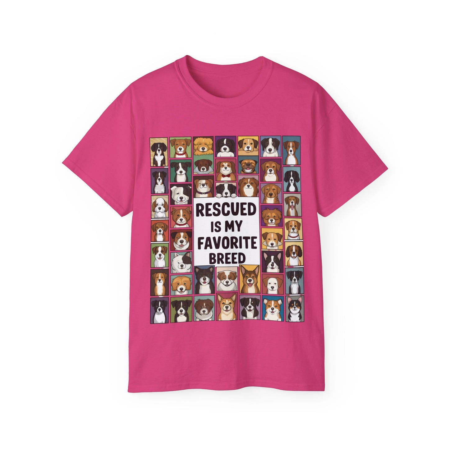 Cute Dog Cartoon Rescued is My Favorite Breed Unisex Organic T-Shirt