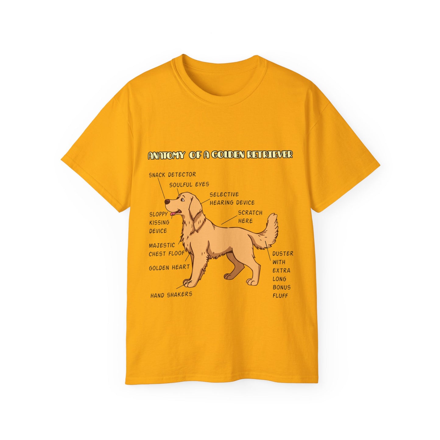 Dog Anatomy Unisex Tee - Cute Golden Retriever Cartoon Design