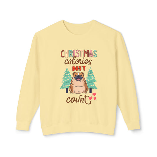 Cute Funny Meme Christmas Calories Don't Count Pug Lover Sweatshirt